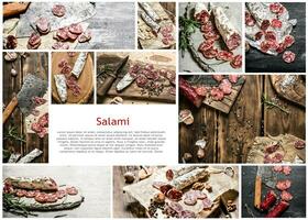 Food collage of salami . photo