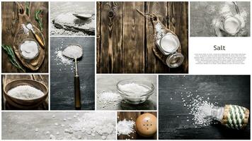 Food collage of salt . photo