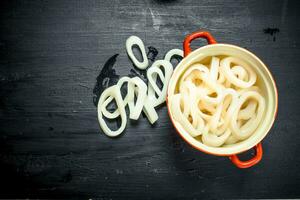 Rings of squid in a bowl. photo