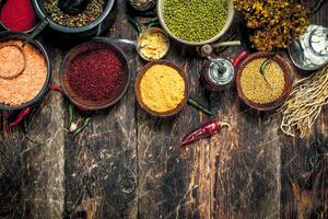 Various fragrant spices and herbs. photo