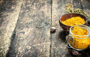 Spice powder curry. photo