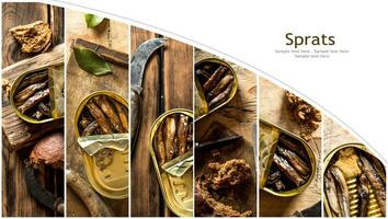 Food collage of sprats . photo