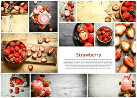 Food collage of strawberry. photo