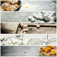 Food collage of sweet sugar . photo