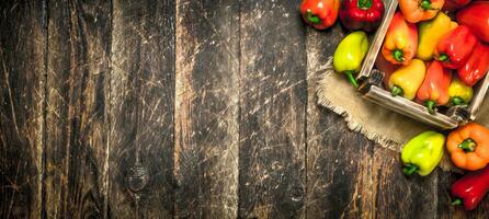 Sweet pepper in an old box. photo