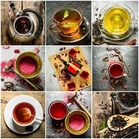 Food collage of tea . photo