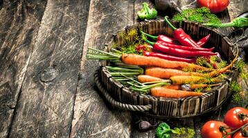 orgánico alimento. Fresco cosecha de vegetales. foto