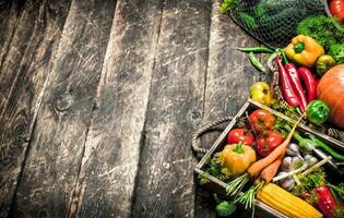 orgánico alimento. Fresco cosecha de vegetales. foto