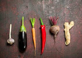 Organic food. Various ripe vegetables. photo