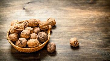 Walnuts in the basket. photo