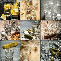 Food collage of vodka . photo