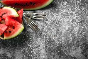 Pieces of fresh watermelon in a bowl. photo
