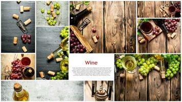 Food collage of red and white wine. photo