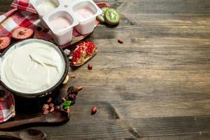 Fresh yogurt with fruit. photo