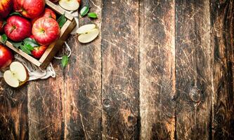 Fresh apples in the box. photo