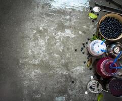 blueberry smoothies and juice photo