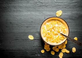 Corn cereal with milk. photo