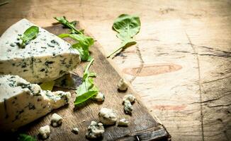 Italian cheese and herbs on Board. photo