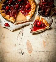 Cherry pie with jam. photo