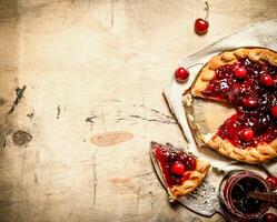 Cherry pie with jam. photo