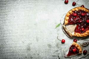 Cherry pie with jam. photo