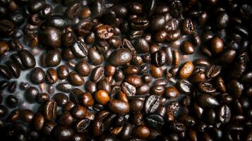 Fragrant fried coffee beans. photo