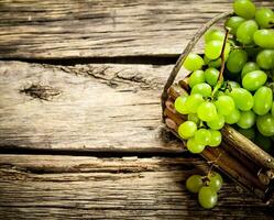 White grapes in a basket. photo