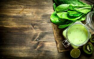 Green food. Natural juice from vegetables and fruits. photo