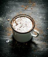 Delicious hot chocolate with sugar. photo