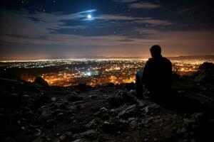 Lonely vigil Glimmering stars watch over a bomb cratered Syrian landscape photo