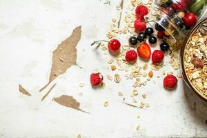 Healthy food. Muesli with wild berries. photo
