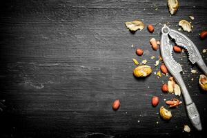 Shelled peanuts with the shell and a Nutcracker. photo