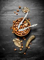Hazelnuts in a bowl photo