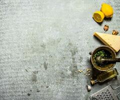 Ingredients for pesto. photo