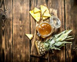 Pineapple jam in a jar. photo