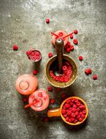 Cooking raspberry juice. photo