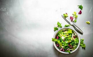 salad of fresh greens. photo