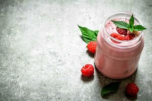 Raspberry smoothie with mint. photo