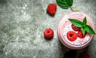 Raspberry smoothie with mint. photo