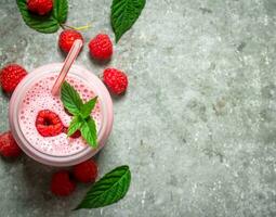 Raspberry smoothie with mint. photo