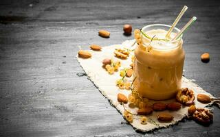 Smoothies fromwhite currants and nuts. photo