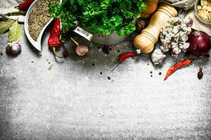 Fresh parsley with spices photo