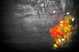 Colored ground spices and herbs photo
