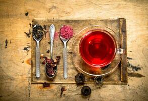 Pomegranate tea on the old Board. photo