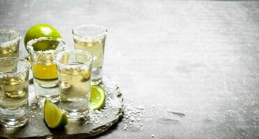 Tequila with lime and salt. photo