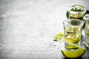 Tequila with lime and salt. photo