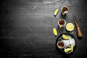 Tequila with salt and lime. photo