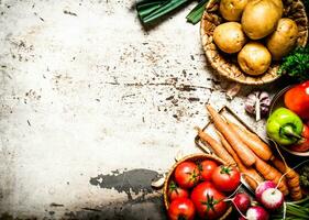 Natural vegetables and herbs. photo