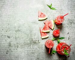 Watermelon juice with mint . photo
