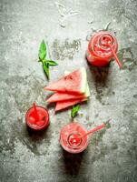 Watermelon juice with mint . photo